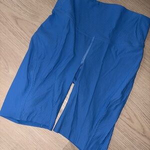 Blue Ribbed Lululemon Biker Shorts